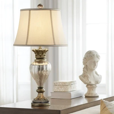 Lámpara de mesa Regency Hill Montebello 30" antigua de vidrio mercurio dorado Foto 1 de 4