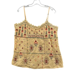 Sundance Cami Tank Women's Large Yellow Embroidered Feminine Y2k Boho 70's Rodeo - Picture 1 of 8