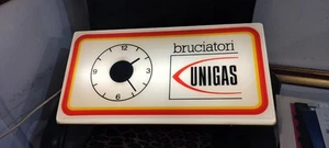 Tabella Insegna Luminosa Vintage Con Orologio Bruciatori Unigas Padova - Bergamo - Bild 1 von 7