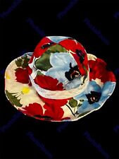 Janie and Jack Toddler Girl sz 2/3T Floral Bow Sunhat Vivid Red Floral EUC