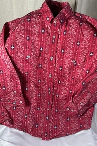 Panhandle Slim Rough Stock Boy's Med 10 Shirt Western Pearl Snaps Red Paisley - Picture 1 of 9