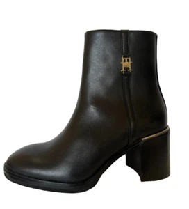 TOMMY HILFIGER Feminin Th Hardware Mittelhoch Stiefel UK 7 US 9.5 Eu 41 Ref M358 - Picture 1 of 5
