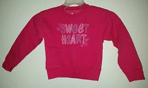 Girls Hot Pink HANES SZ Small (6/6X) Sweatshirt Sparkly Sweet Heart Graphics - Picture 1 of 10
