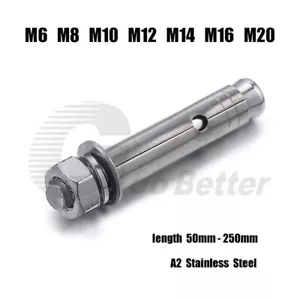 Tornillos de expansión Perno pasante Albañilería Anclajes de hormigón Fijaciones Acero inoxidable A2 - Imagen 1 de 8