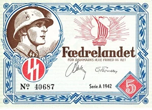 Currency Denmark 1942 WW2 Danish Legion Feldpost 5K War Era Uncirculated - Picture 1 of 2