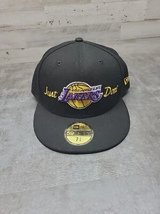 New Era X Just Don Los Angeles Lakers 59FIFTY Fitted Hat Black Gold Size 7 5/8 - Picture 1 of 6