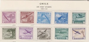 Sellos de aviones de aviación de Chile sobre el país 1941 MNH AM - Imagen 1 de 1
