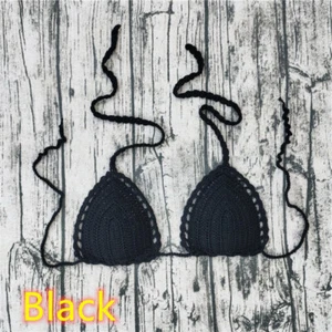 Handmade crochet Women sexy bikini top Summer beach boho swimsuit Triangle top - Picture 1 of 11