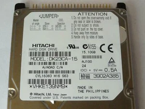 Disco duro Hitachi 15 GB IDE 4200 rpm 2,5 pulgadas (DK23CA-15) USADO - Imagen 1 de 3