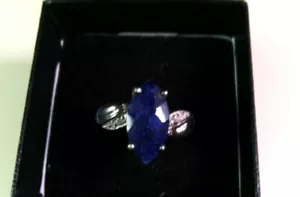 14k White Gold Over Sterling Silver With Diamonds And 2.5 Ctw Sapphire - Picture 1 of 1