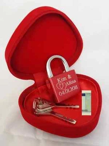 Lusso lucchetto d'amore + regalo denaro CUORE SCATOLA regalo di nozze matrimonio sposi - Foto 1 di 12