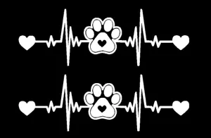Puerta espejo pared ventana coche camión 6" blanco o negro pata perro latido corazón dos - Imagen 1 de 6