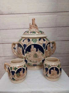 Vintage Gerz German Castles Punch Bowl Tureen Set w/ 2 Cups - Picture 1 of 24