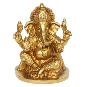 Messing Ganesh Idol Statue für viel Glück Wohndeko Pooja Festival Geschenk 7 Zoll - Bild 1 von 4