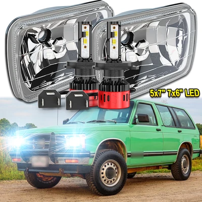 Compatível com 82-94 Chevy S10 Blazer GMC S15 7X6 5x7 Hi/Lo faróis de LED feixe selado - Imagem 1 de 4