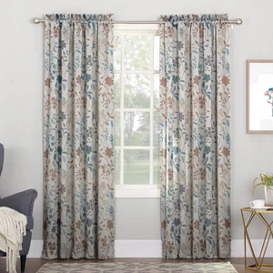 Kara Floral Print Energy Efficient Rod Pocket Single Curtain Panel, 54" X 84" - Picture 1 of 12