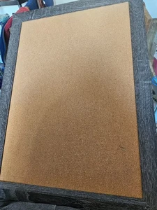 Bulletin Board 23 X 17 Inches Wood Frame, Fabric Pin Board Corkboards - Picture 1 of 2