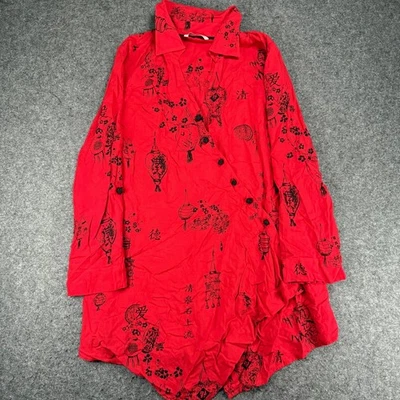 Camisa túnica con botones linternas rojas de inspiración asiática Soft Surroundings Foto 1 de 4