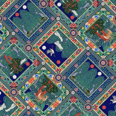 Korean Traditional Bandana Style Longevity Patterned Fabric made in Korea  BTHY - Image 1 of 4