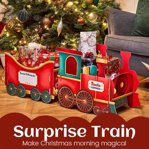 Treno di Natale 60 cm Babbo Natale confezione regalo treno di cartone Babbo Natale porta regalo DE - Foto 1 di 5