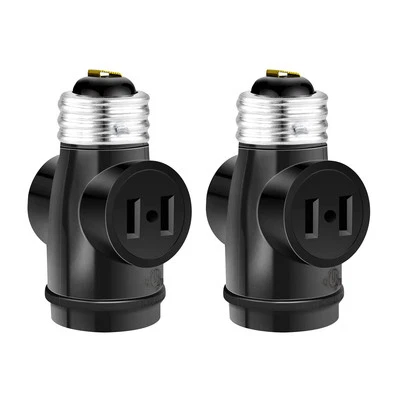 E26 Socket Adapter With 2 Outlets And Light Bulb Socket Perfect For Workshops - Image 1 of 4