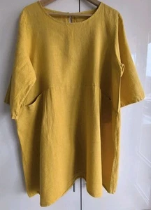 Vintage Leinen gelb 💛 Kleid im Boho Style - Bild 1 von 6