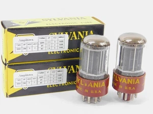 RCA Sylvania 5691 Vintage NOS Red Base Black Plate Tube Matched Pair (excellent) - Picture 1 of 5