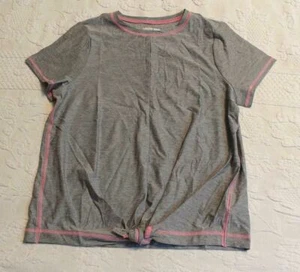 Lands' End Girl's Plus Knot Front Performance Tee CD4 Gray Space Dye Size 10-12 - Picture 1 of 3