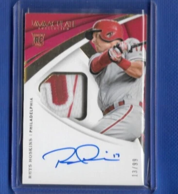 2018 Panini Immaculate Collection Rhys Hoskins RC RPA Auto/Jersey /99 - Image 1 of 2