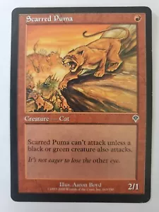 MTG Magic The Gathering Card Scarred Puma Creature Cat Red Invasion 2000 - Picture 1 of 2