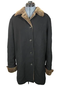 Vintage klassische Gimo's Jacke schwarz Kaschmir mit brauner Wolle Lammfell ~ Mantel Gr. 48 - Bild 1 von 24