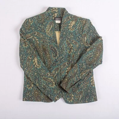 Chaqueta de vestir pequeña con estampado de cachemira Leslie Fay hombreras talla 6P Foto 1 de 4