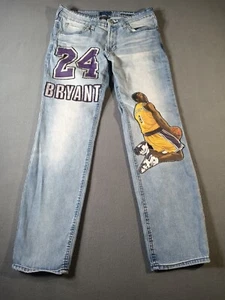 Pac Sun Men's Jeans Kobe Bryant Tribute Blue Slim Fit 31x32 Light Wash Stain - Picture 1 of 24