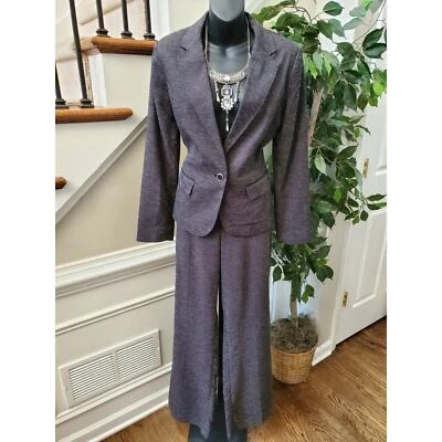 7th Avenue Women's Gray Polyester Single Breasted Blazer & Pant 2 Piece Suit 8 - Image 1 of 4
