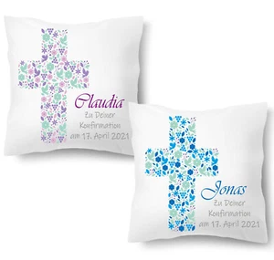 KONFIRMATIONS KISSEN PERSONALISIERTES NAMEN﻿ GESCHENK | BEDRUCKTES FOTOKISSEN - Bild 1 von 7