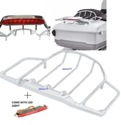 Air Wing Luggage Rack & LED Light For Harley Davidson Tour Pak Pack Trunk 84-21 - Image 1 of 2
