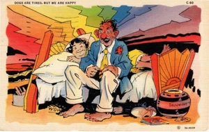 VTG Greeting "Dogs are Tired, But we are Happy" 3A HE39 - Picture 1 of 2