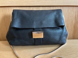 & Other Stories Black Leather Crossbody / Shoulder Bag with Golden Strap - Picture 1 of 10