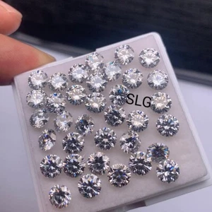 100 Stck. Lot Laborgezüchteter loser CZ Diamant FL/D Reinheit 4x4 mm Rundschliff Edelstein - Bild 1 von 9