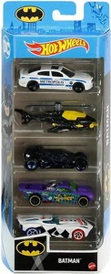 Batman Pack Hot Wheels 5 Car Batcopter Joker Harley Quinn Mobile Metropolis Cars - Foto 1 di 10