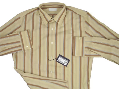 NEW $695 Prada Shirt!  US 16 e 41  Medium  Tan With Brown & White Stripes - Image 1 of 2