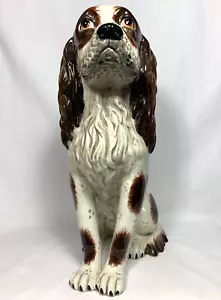Large English Springer Spaniel Dog Figurine Sitting Patiently 17" - Picture 1 of 11