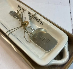 Mud Pie Dish Serving Berry Thankful Cranberry Spoon Tray NEW - Picture 1 of 6