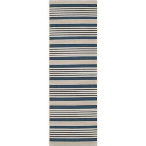 Safavieh Flooring 2'X14' Courtyard Navy/Beige Striped Indoor/Outdoor Runner Rug - Picture 1 of 10