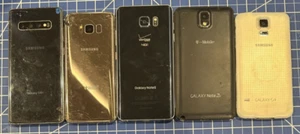 LOT OF 5 MISCELLANEOUS SAMSUNG PHONES - *AS-IS FOR SALVAGE/PARTS/DISASSEMBLY* - Photo 1 sur 8