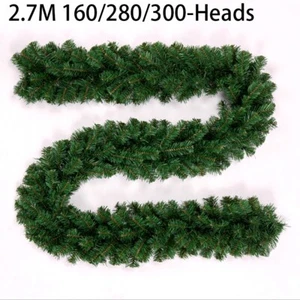Guirnalda de Navidad verde artificial de 2,7 m/decoración de ratán de pino de Navidad - Imagen 1 de 48