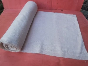 ANTIKE ALTE WEISSE SELBSTGESPONNENE STOFFROLLE HAUSGESPONNENES BAUMWOLLTEXTIL - Bild 1 von 12