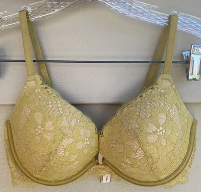 Sujetador Victoria's Secret Dream Angels forrado Demi para mujer talla 34C encaje floral amarillo Foto 1 de 4