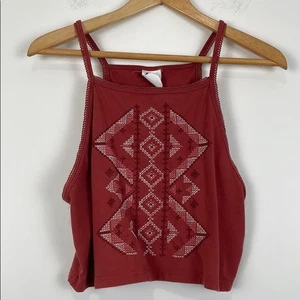 Camiseta sin mangas Tokyo Darling XL crop halter roja bordada para mujer - Imagen 1 de 7