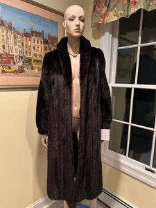 NEW! USA Natural Female 46" Long Black Ranch Mink Size 4/6 Small Real Fur Coat - Picture 1 of 8